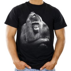 Koszulka z małpą szympansem homo sapiens męska z nadrukiem motywem grafiką małpy szympansa t-shirt