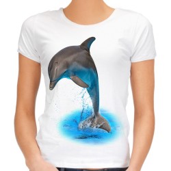 Koszulka z delfinem damska delfin z nadrukiem motywem grafiką delfina na koszulce t-shirt