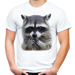 Koszulka z szopem praczem męska z nadrukiem motywem grafiką szop pracz na koszulce szopa t-shirt