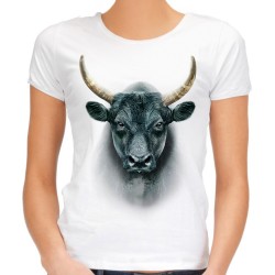 Koszulka z bawołem bykiem damska byk bawół na koszulce z nadrukiem bawoła byka t-shirt dla twardziela