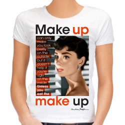 Koszulka z Audrey Hepburn Make Up t-shirt z nadrukiem grafiką motywem dla dziewczyny żony kobiety mamy na prezent