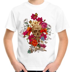 Koszulka z czaszką kwiatami w kwiatach z nadrukiem motywem grafiką czaszki t-shirt day of the dead