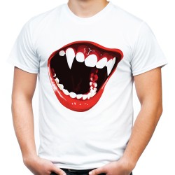 Koszulka z wampirem wamp męska z nadrukiem grafiką motywem zęby wampira t-shirt