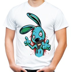 Koszulka z królikiem zombie męska z nadrukiem motywem grafiką mroczny t-shirt