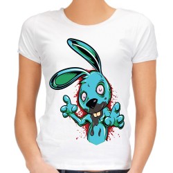 Koszulka z królikiem zombie damska z nadrukiem motywem grafiką królika t-shirt