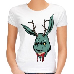 Koszulka z jeleniem zombie damska z nadrukiem motywem grafiką jelenia t-shirt