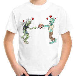 Koszulka zombie love dla zakochanych dziecięca na prezent z nadrukiem motywem grafiką t-shirt