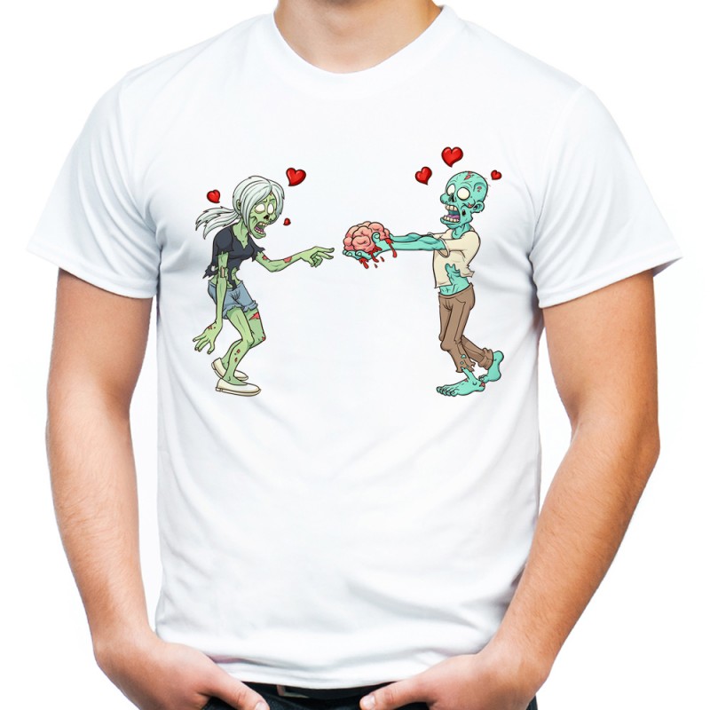 Koszulka zombie love dla zakochanych męska z nadrukiem motywem grafiką na walentynki na prezent dla chłopaka męża t-shirt