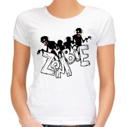 Koszulka z napisem nadrukiem grafiką motywem zombie horror damska t-shirt