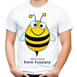 Koszulka z pszczołą dont worry be happy bee męska na prezent dla pszczelarza z grafiką pszczoły