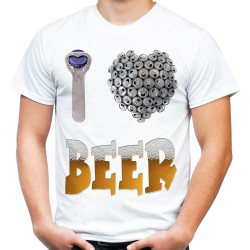 Koszulka kocham piwo i love beer dla piwosza na prezent męska dzień chłopaka walentynki ojca męża t-shirt