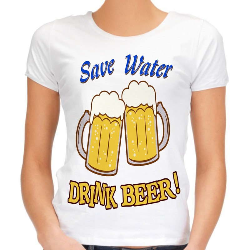 Koszulka save water drink beer dla piwosza damska kocham piwo i love beer t-shirt