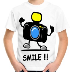 Koszulka dla fotografa z aparatem smile dziecięca na prezent męska fotograf fotografia t-shirt
