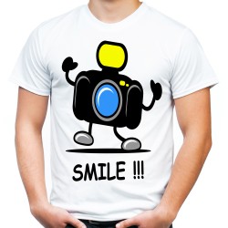 Koszulka dla fotografa z aparatem smile męska na prezent fotograf aparat fotograficzny t-shirt