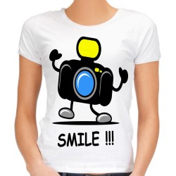 Koszulka dla fotografa z aparatem smile damska na prezent aparat fotograficzny t-shirt