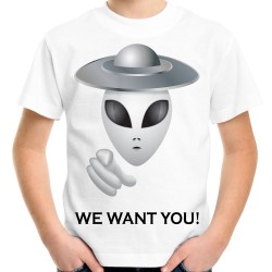 Koszulka z ufoludkiem ufo alien obcy z nadrukiem grafiką napisem we want you t-shirt