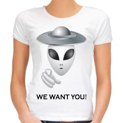 Koszulka z ufoludkiem alien damska t-shirt z nadrukiem motywem grafiką obcy t-shirt