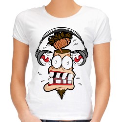 Koszulka gęba w słuchawkach damska t-shirt