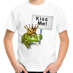 Koszulka z żabą kiss me dla chłopaka dziecięca na prezent dzień walentynki t-shirt
