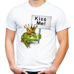 Koszulka z żabą kiss me dla na dzień chłopaka walentynki męska koszulka na prezent t-shirt