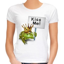 Koszulka z żabą kiss me damska dla dziewczyny na prezent walentynki dzień kobiet t-shirt