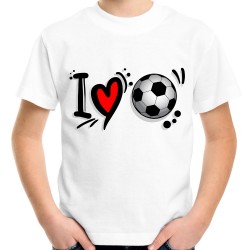 Koszulka i love soccer kocham piłkę dziecięca dla kibica na mecz piłki nożnej polska t-shirt