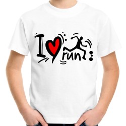 Koszulka i love run kocham biegać dziecięca na prezent dla biegacza chłopaka męża dziecka dzień walentynki t-shirt