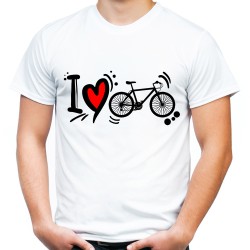 Koszulka kocham rower dla rowerzysty dziecięca na prezent dla chłopaka męża kolarza dzień walentynki t-shirt
