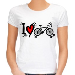 Koszulka kocham rower dla rowerzystki damska na prezent dziewczyny żony kolarki t-shirt