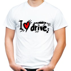 Koszulka i love drive dla kierowcy dziecięca na prezent dla kierowcy z samochodem chłopaka męża dzień t-shirt