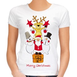 koszulka damska merry christmas wesołych świąt na prezent dla żony dziewczyny córki na święta pod choinkę mikołaja