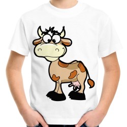 koszulka z krową śmieszną śmieszna t-shirt dla dziecka na prezent małego rolnika farmera hodowcy bydła dzień
