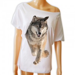 tunika z wilkiem luźna bluzka z nadrukiem motywem wilka wilk szary