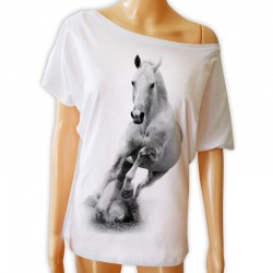 tunika damska z białym koniem lużna bluzka koszulka z koniem na prezent sklep warszawa