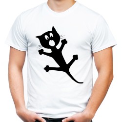koszulka z czarnym kotem miałczącym kot czarny t-shirt na prezent