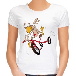 koszulka z ptakiem na rowerze na rower damska t-shirt
