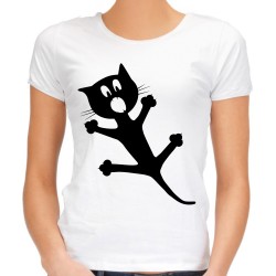 Koszulka z kotem damska z nadrukiem grafiką motywem kota t-shirt na prezent dla kociary