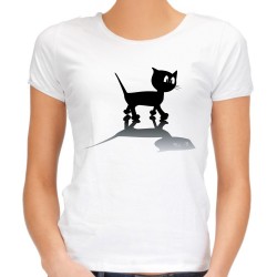 koszulka z kotem damska kot t-shirt z nadrukiem kota na prezent dla kociary