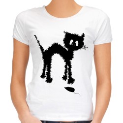 koszulka z kotem damska dla kociary kot i mysz t-shirt na prezent
