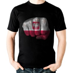 Koszulka z orłem polska pięść narodowa patriotyczna na prezent dla patrioty kibica na mecz siła t-shirt pamiątka z polski