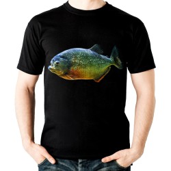 koszulka pirania ryba z rybą piranią drapieżną groźną rzeczną na prezent dla wędkarza t-shirt