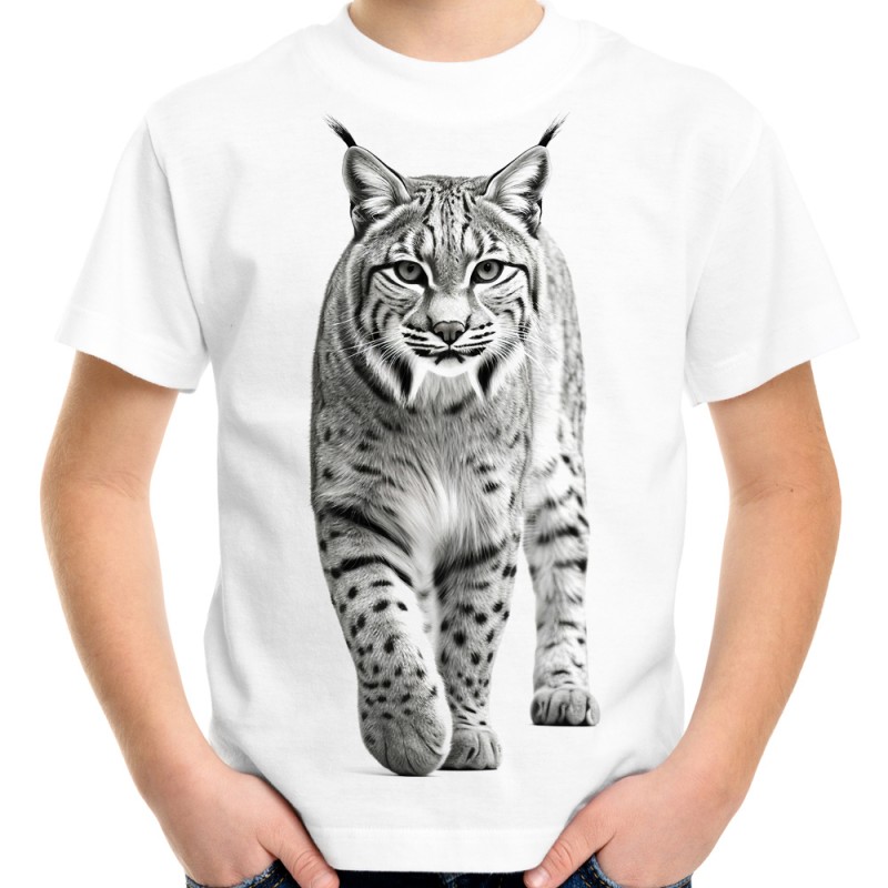 Koszulka dziecięca z rysiem ryś kotem t-shirt z nadrukiem motywem grafiką rysia na prezent