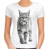 koszulka z rysiem dzikim kotem damska kot ryś dziki t-shirt z nadrukiem motywem grafiką rysia na prezent