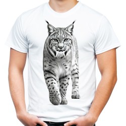 koszulka z rysiem dzikim kotem męska ryś dziki kot na prezent z nadrukiem motywem grafiką rysia