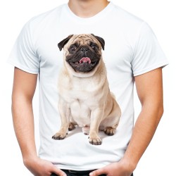 koszulka z psem mopsem męska pies mops t-shirt z nadrukiem grafiką motywem mopsa na prezent śmieszny mops na koszulce