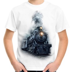 Koszulka z lokomotywą parową parowozem pociągiem dziecięca parowóz lokomotywa pociąg na prezent