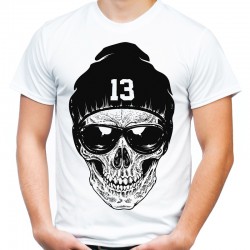 koszulka z czaszką męska w czapce 13 czaszka horror t-shirt