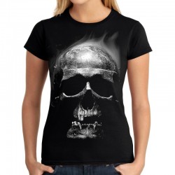 koszulka damska czarna z czaszką t-shirt 3d z nadrukiem motywem czaszki