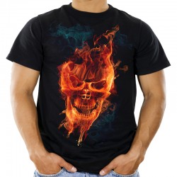 koszulka z płonącą czaszką męska t-shirt z nadrukiem motywem czaszki płomienie