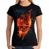 koszulka z płonacą czaszką w płomieniach damska t-shirt horror z nadrukiem motywem czaszki